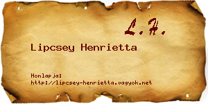 Lipcsey Henrietta névjegykártya